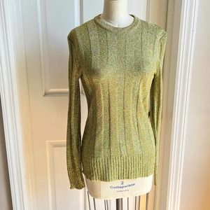 Vintage YVES SAINT LAURENT Metallic Gold Knit Sweater